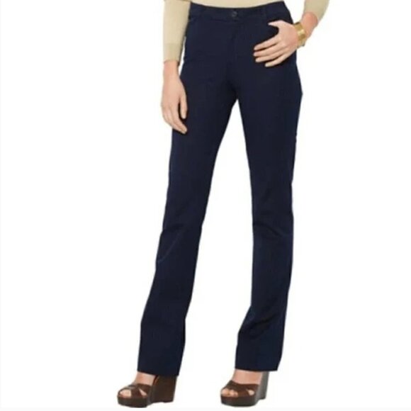 Lauren Ralph Lauren Petite Adelle Navy Blue Straight Leg Pants 2P - Picture 1 of 5